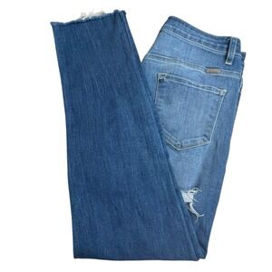 Kancan Womens‎ 29 Medium Wash Mid Rise Distressed Slim Straight Stretch Jeans